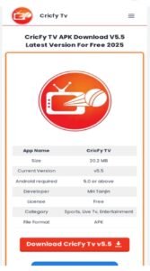 تحميل تطبيق Cricfy TV للاندرويد APK.2026 تلفزيون الكريكيت اخر اصدار 5